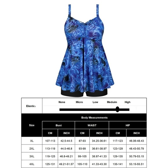 Plus Size Swimsuits Two Piece Tankini Bathing Suits Tummy Control - Picture 11 of 11